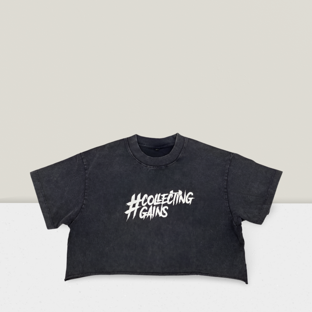 Collecting Gains - Crop Top - Charcoal