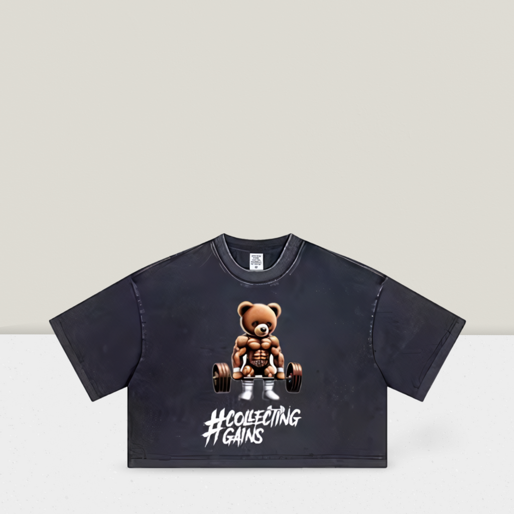 Teddy Gains - Crop Top - Charcoal
