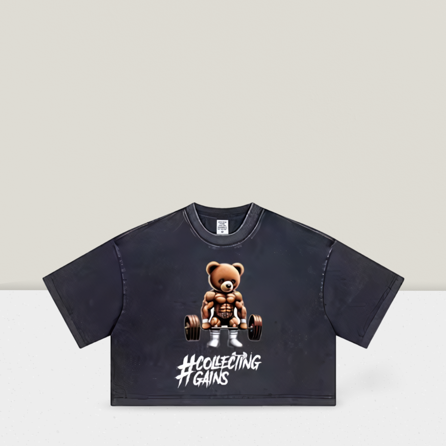 Teddy Gains - Crop Top - Charcoal