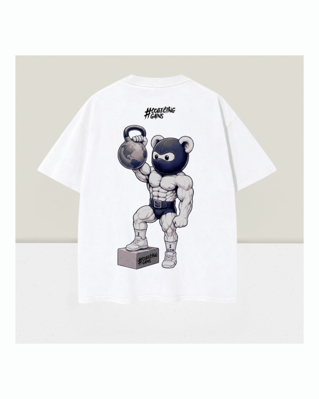 White Young Ballied Bear ™ Monochrome Limited Edition Tee - Back Print