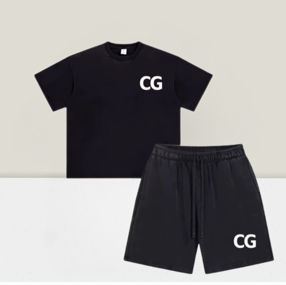Collecting Gains — CG Essential Tee & Shorts Set - Two-Toned Charcoal