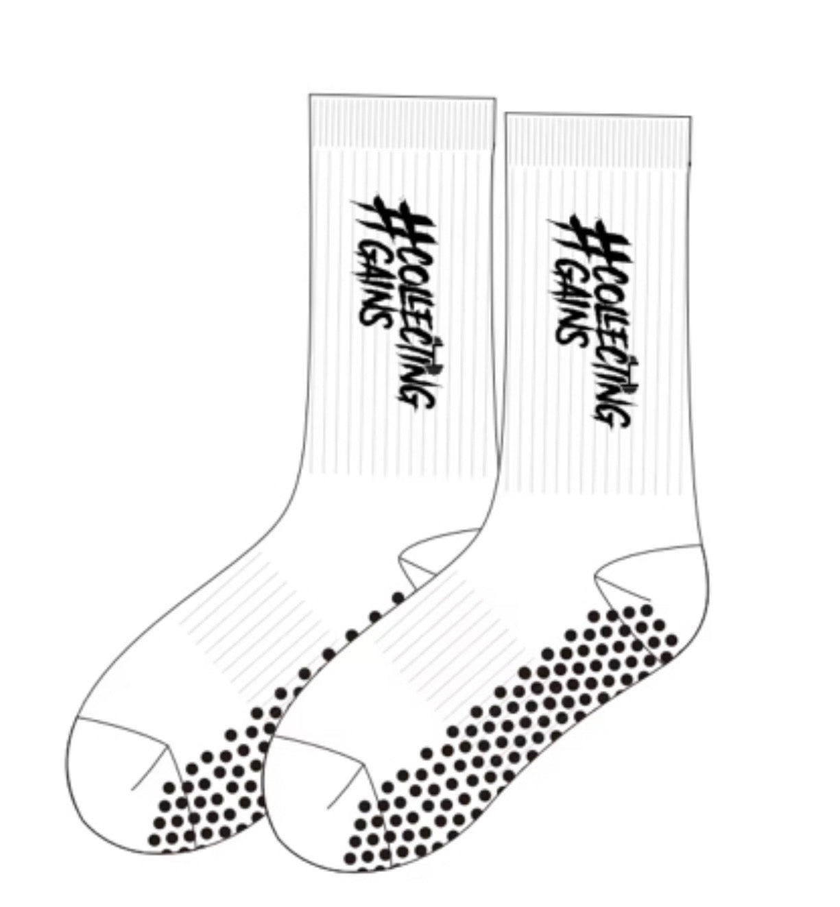 Collecting Gains Grip Socks - Monochrome Edition White