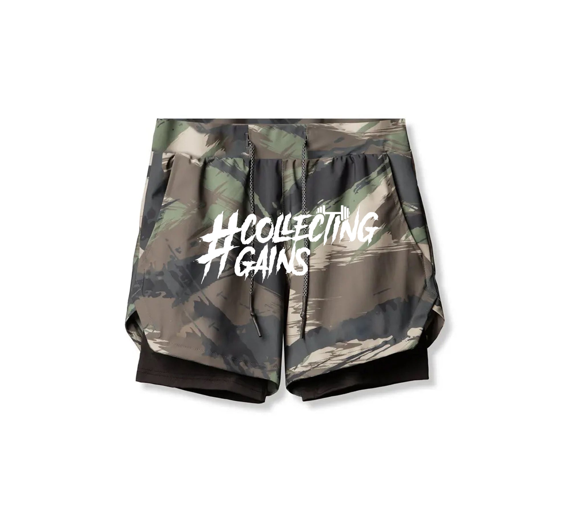 Collecting Gains Shorts -  Green Camo