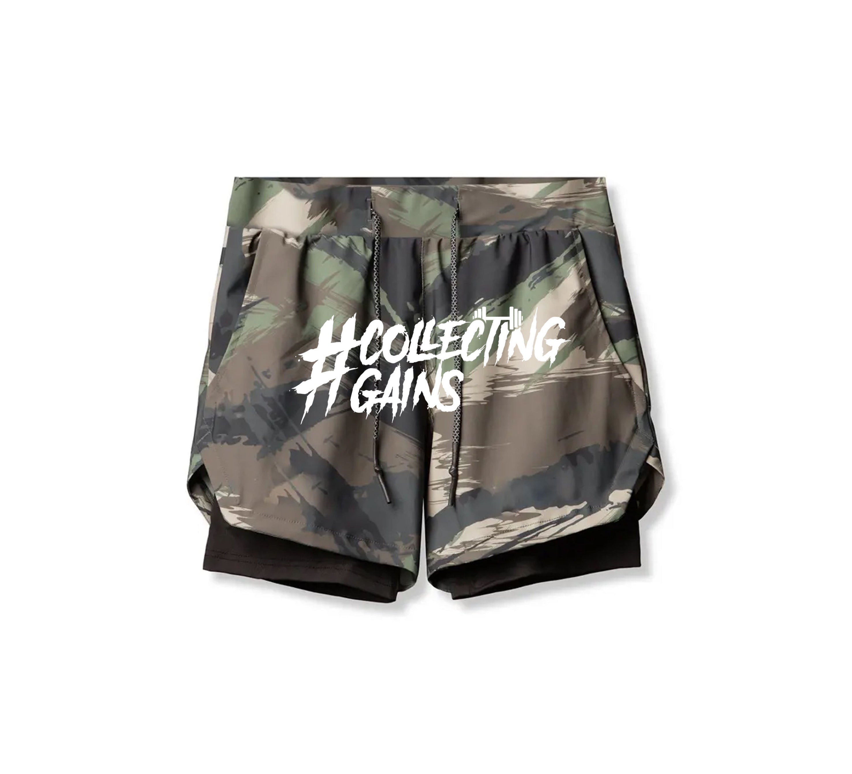 Collecting Gains Shorts -  Green Camo
