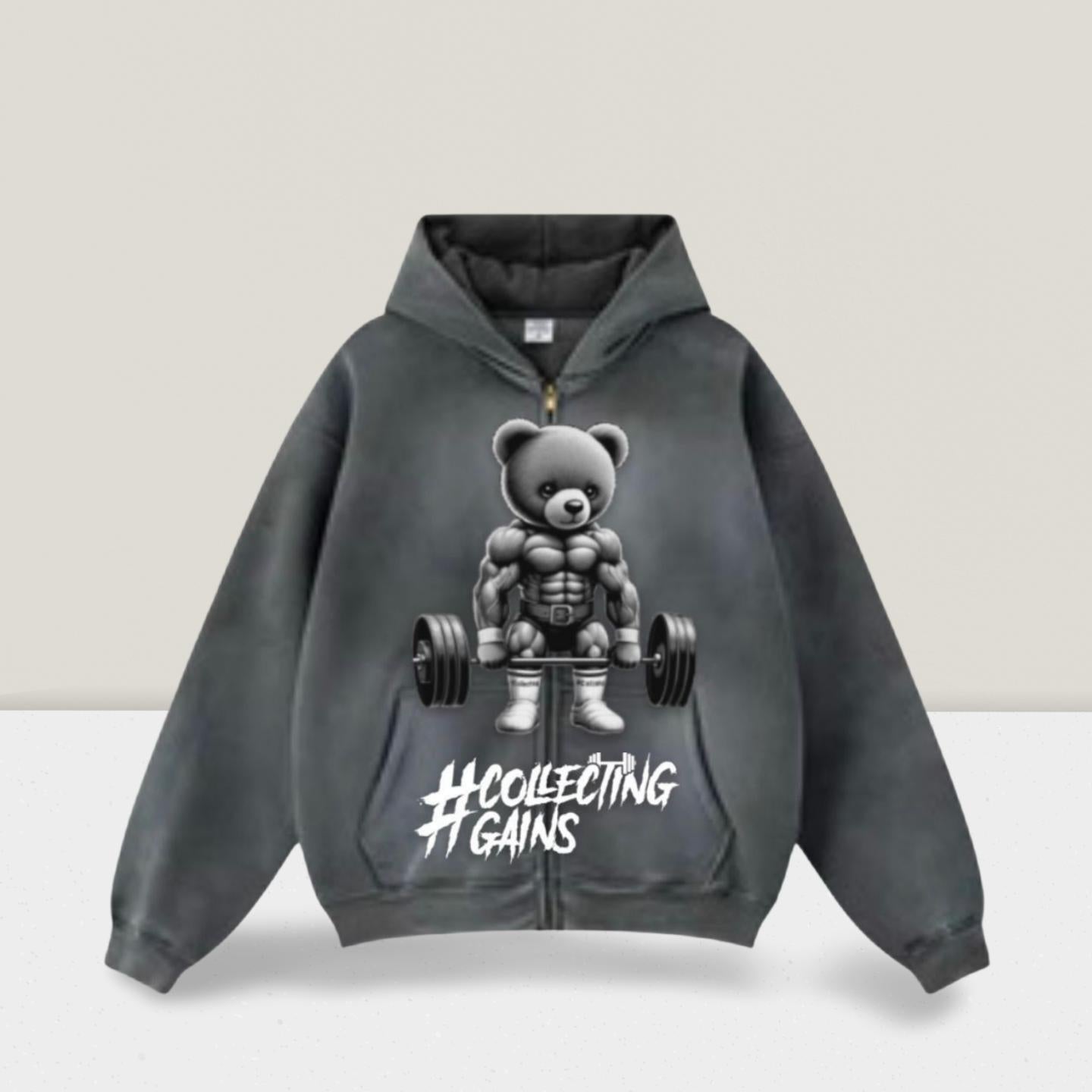 Grey Teddington Gains Hoodie - Mono Logo