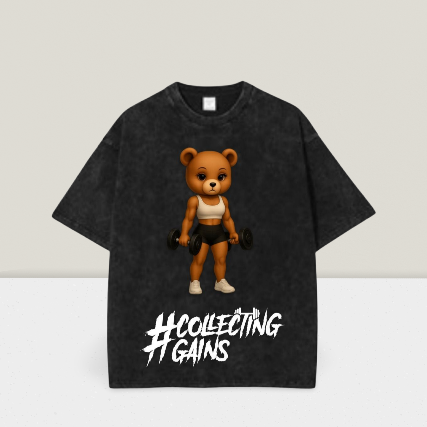 Aminah Gains Tee - Charcoal