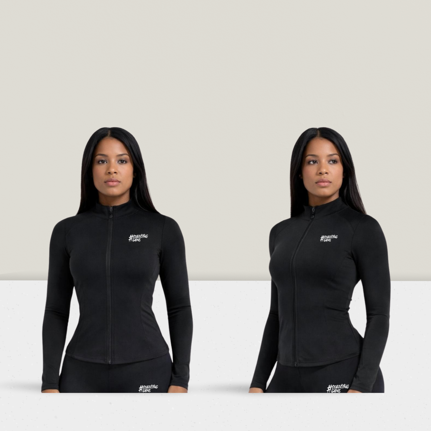 Collecting Gains Zip-Up Top - Black