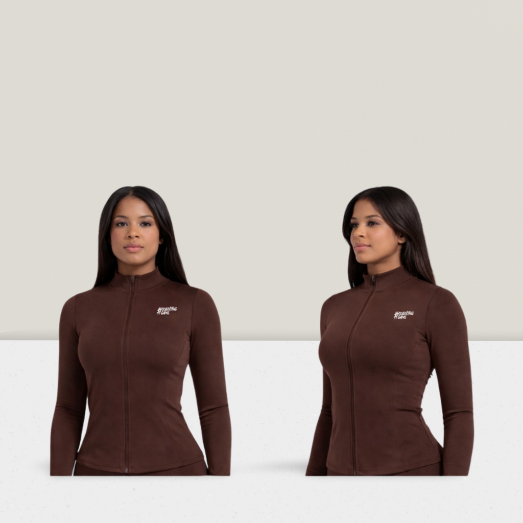 Collecting Gains Zip-Up Top - Brown