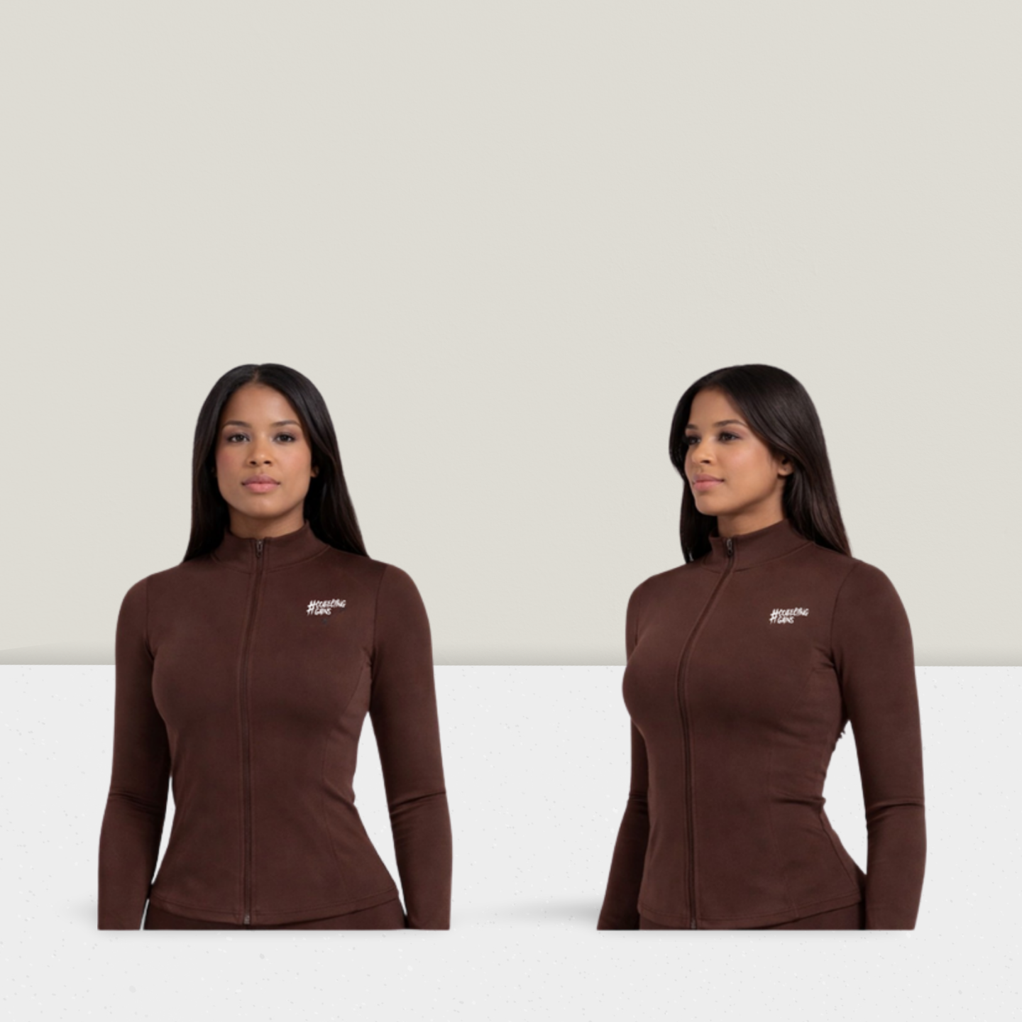 Collecting Gains Zip-Up Top - Brown